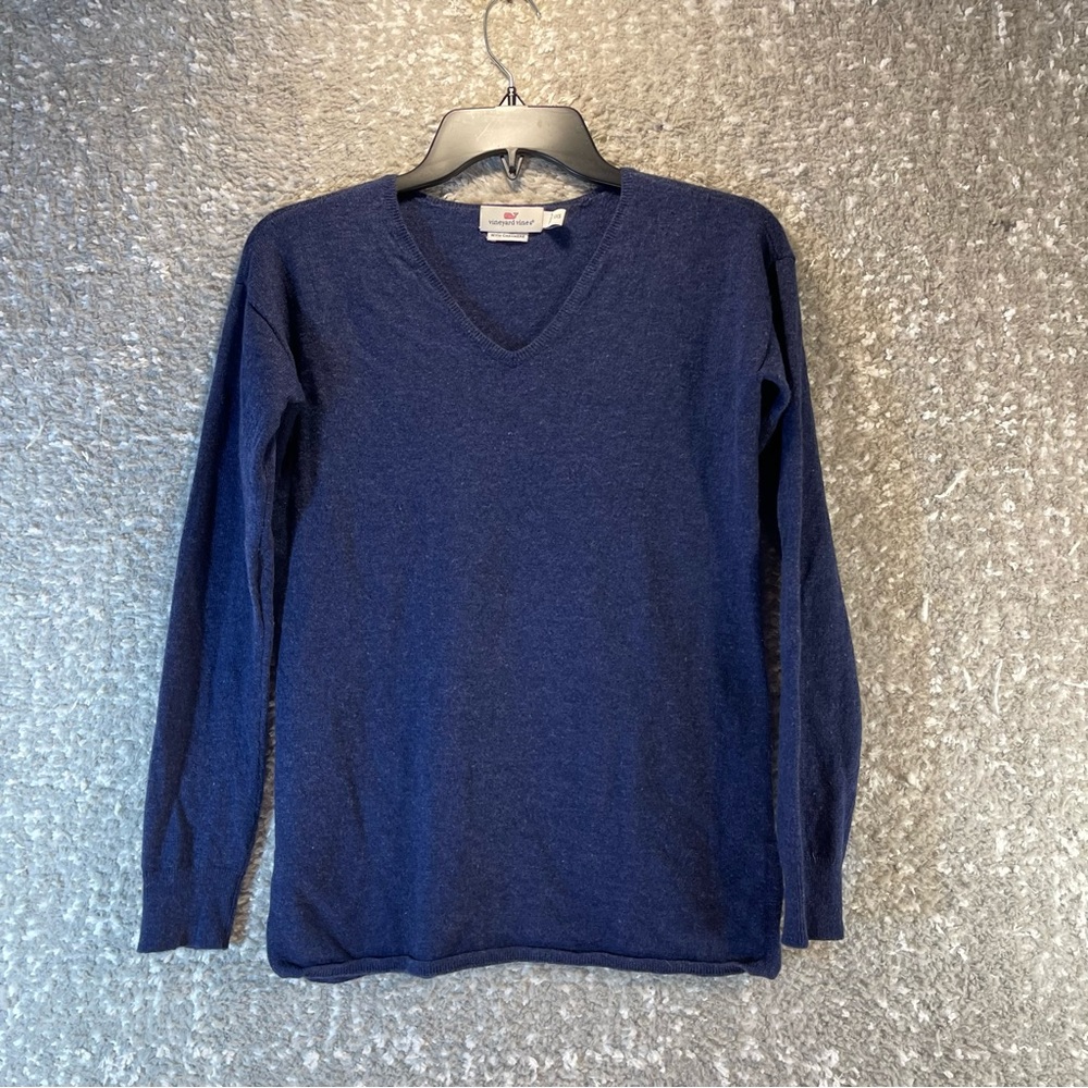 VINEYARD VINES WOMEN XXS BLUE WOOL CASHMERE BLEND KNIT PULLOVER TUNIC‎ SWEATER